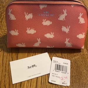 Coach Bunny Script Pink Cosmetic Bag